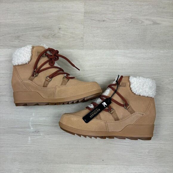 Sorel Evie Cozy Lace Bootie Womens 9.5 Tan Tawny Buff/Wood - Picture 7 of 9